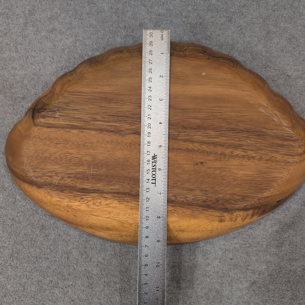 Vintage Monkey Pod Wood Scalloped Shell Chip‎ and Dip Serving Tray Hand Carved - Picture 6 of 6